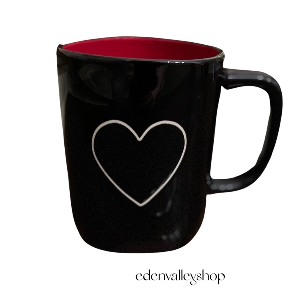 NEW 2023 Rae Dunn Valentines Day Heart Mug - Black and Red Coffee / Decor